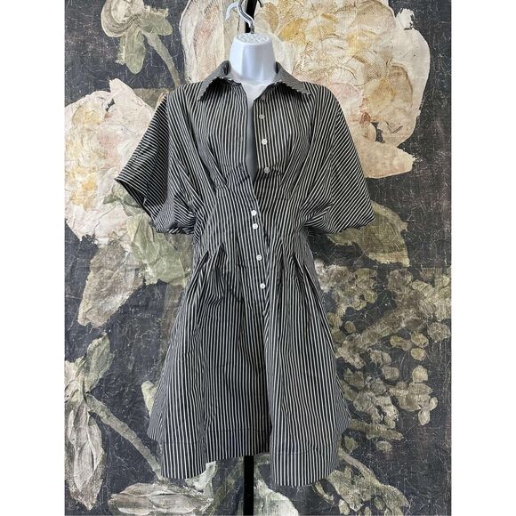 New Anthropologie The Tobie Button-Front Pleated Shirt Dress by Exquise Mini Lar - Picture 9 of 9